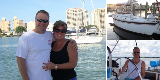 Tim & Gina Johnson with their 36' Watkins Center Cockpit