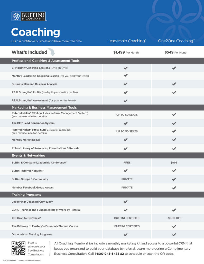 U.S. Coaching Membership Flyer | Buffini & Company